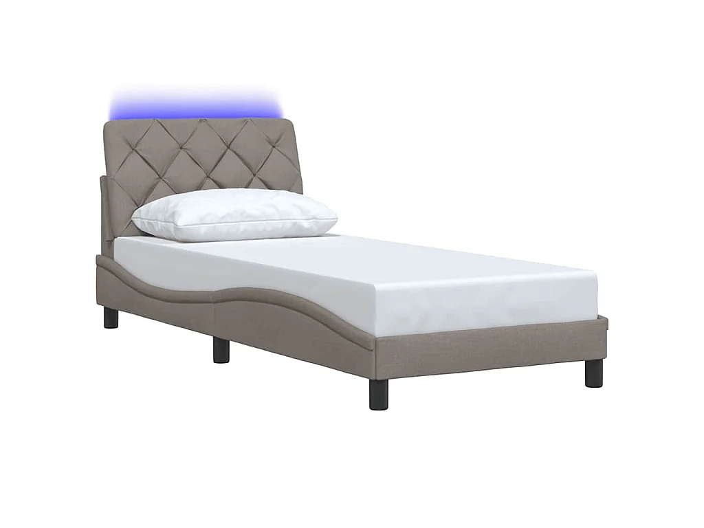 Cadre de lit avec LED sans matelas taupe 90x190 cm tissu