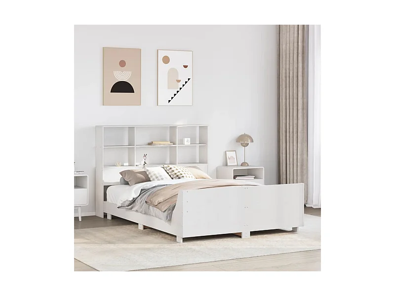 Massivholzbett ohne Matratze Weiß 140x190 cm Kiefernholz