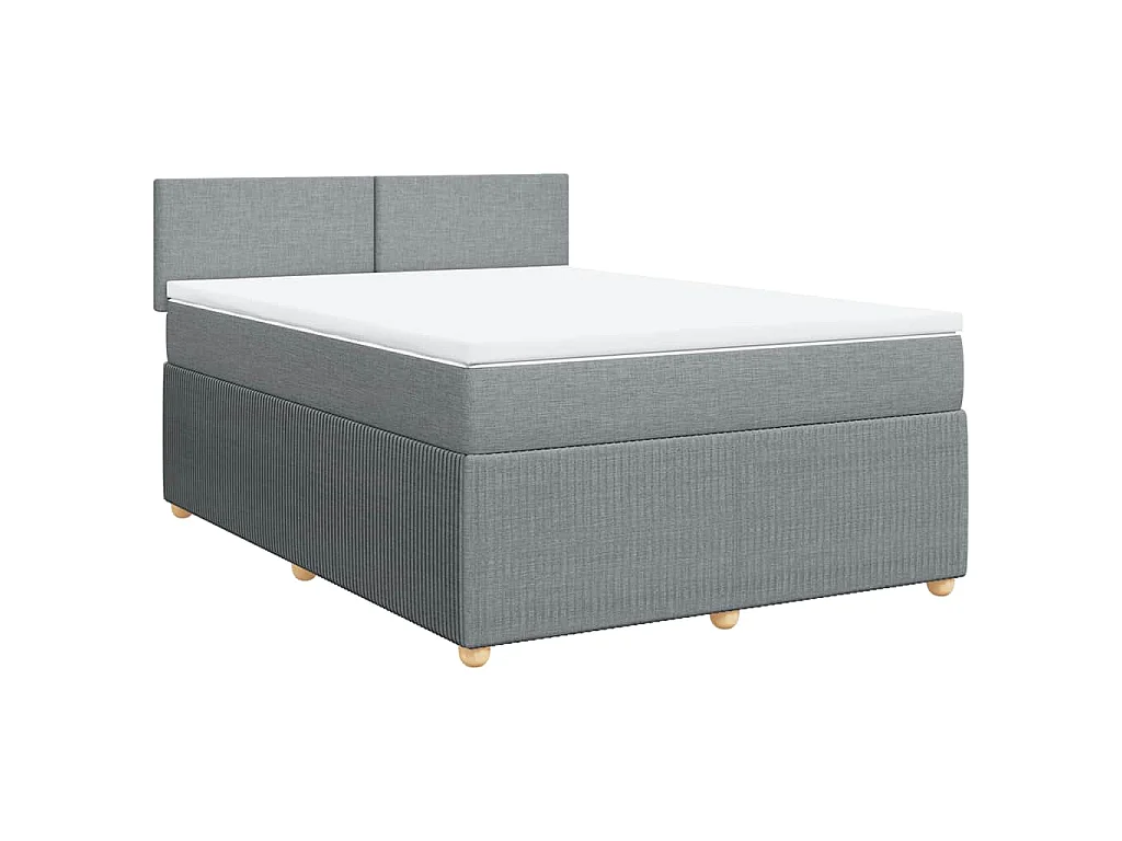 Giroletto a Molle con Materasso Grigio Chiaro 140x190cm Tessuto