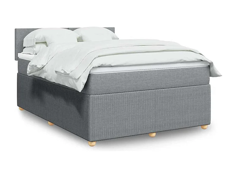Boxspring met matras stof lichtgrijs 140x190 cm
