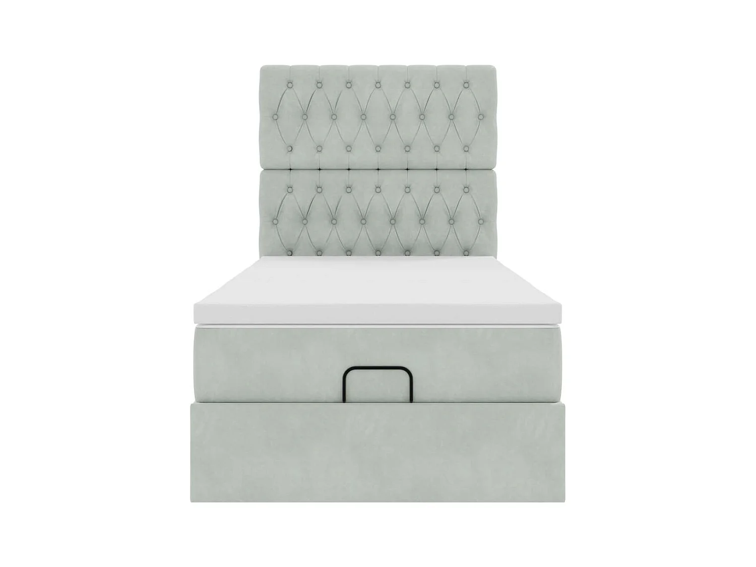 Cadre de lit ottoman et matelas gris clair 90x190 cm velours