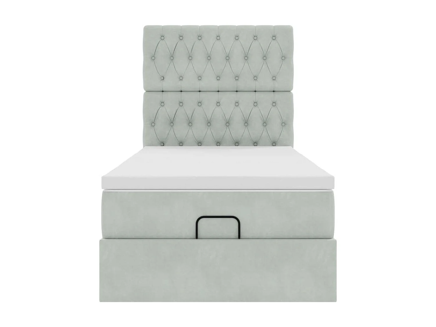 Ottoman bed met matrassen 90x190cm fluweel lichtgrijs