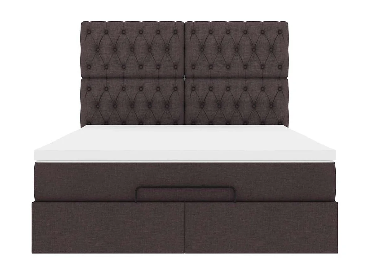 Ottoman-Bett mit Matratze & LEDs Dunkelbraun 140x200 cm Stoff