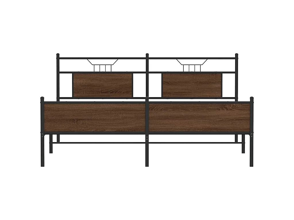 Cadre de lit en métal sans matelas chêne marron 180x200 cm