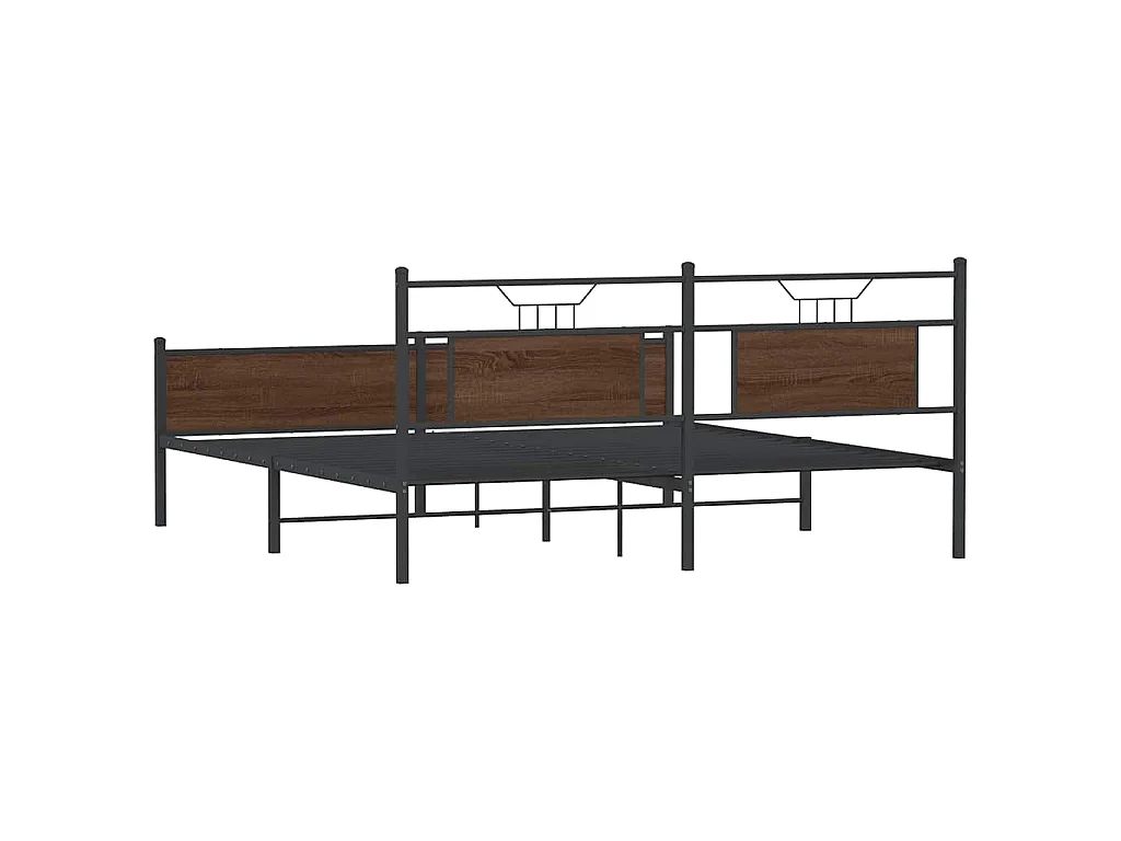 Cadre de lit en métal sans matelas chêne marron 180x200 cm