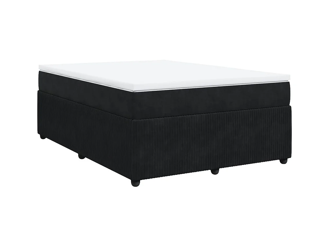 Sommier à lattes de lit avec matelas Noir 140x200 cm Velours