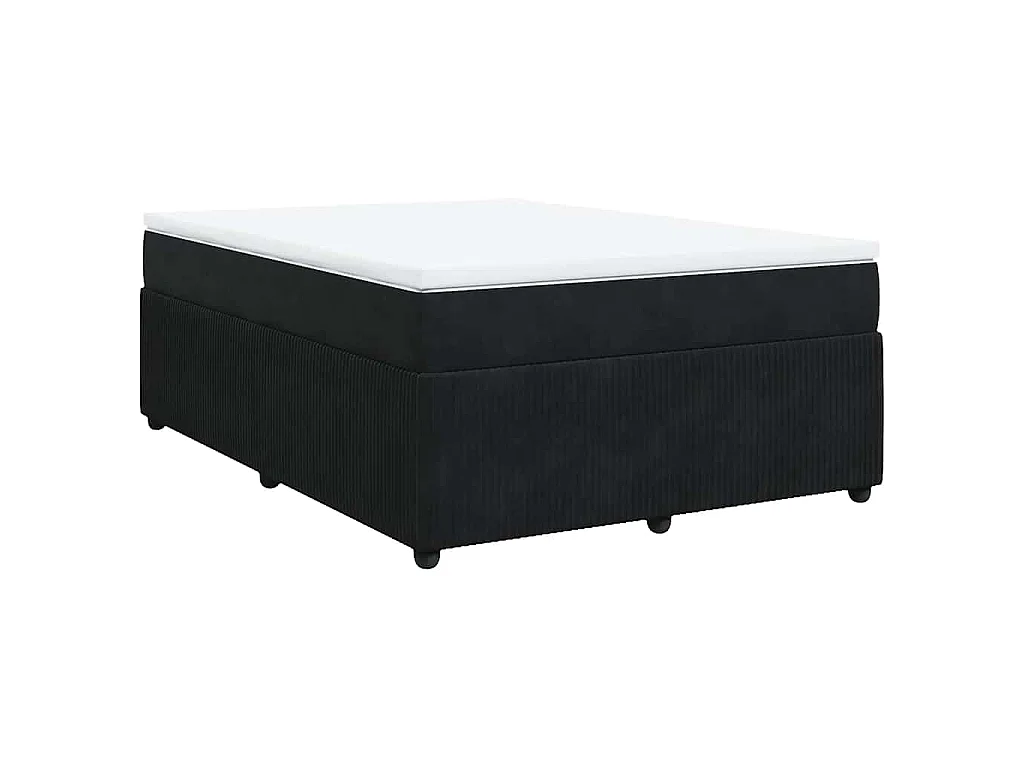 Boxspringbett mit Matratze Schwarz 140x200 cm Samt