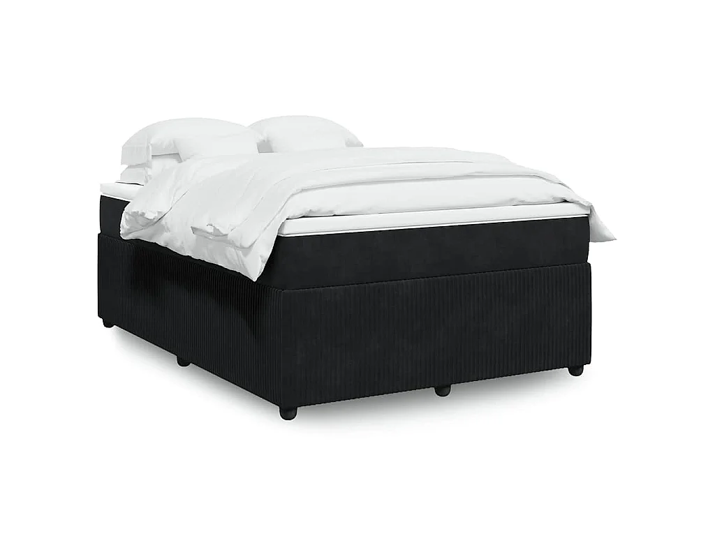 Boxspringbett mit Matratze Schwarz 140x200 cm Samt