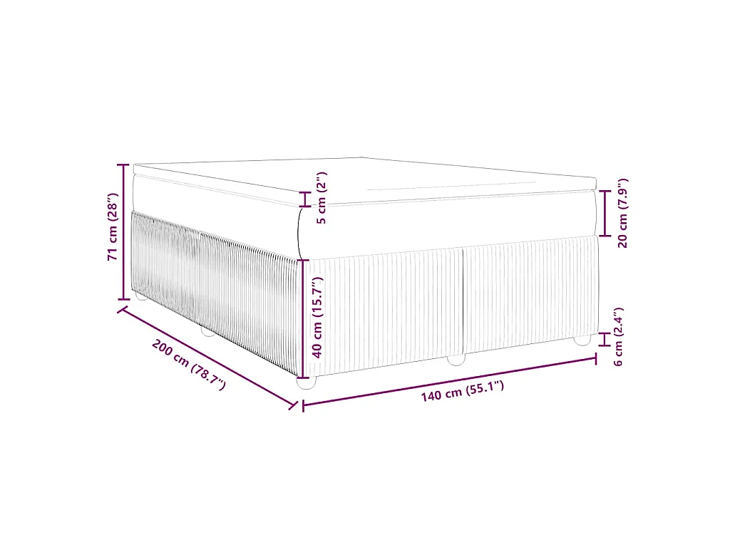 Boxspringbett mit Matratze Schwarz 140x200 cm Samt