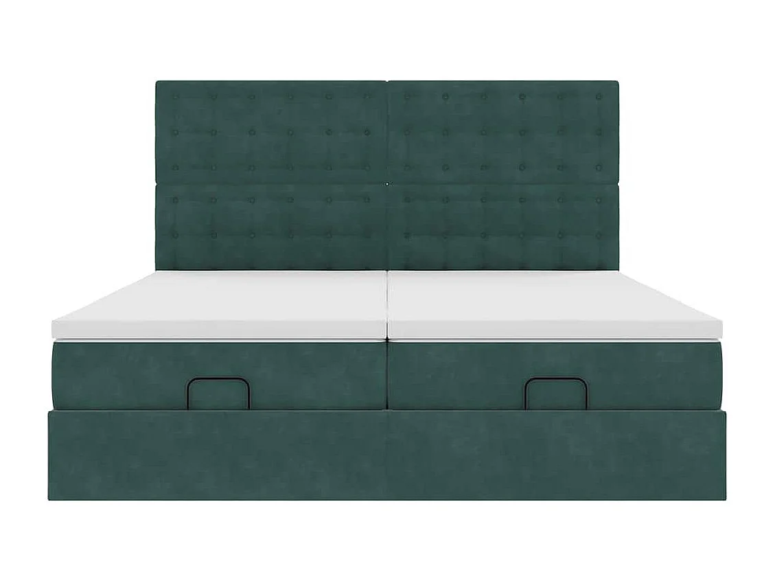 Cadre de lit ottoman avec matelas vert foncé 180x200cm velours