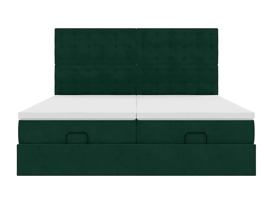 Cadre de lit ottoman avec matelas vert foncé 180x200cm velours