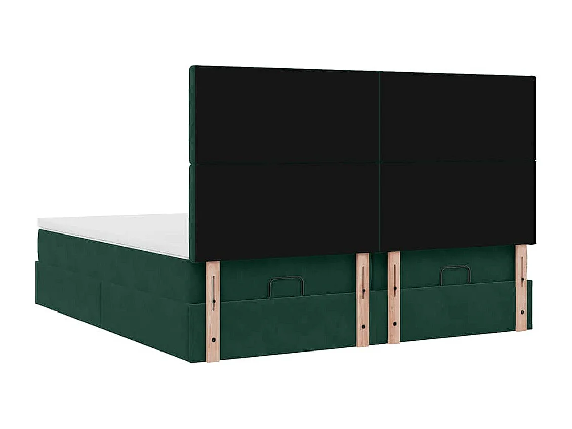 Cadre de lit ottoman avec matelas vert foncé 180x200cm velours