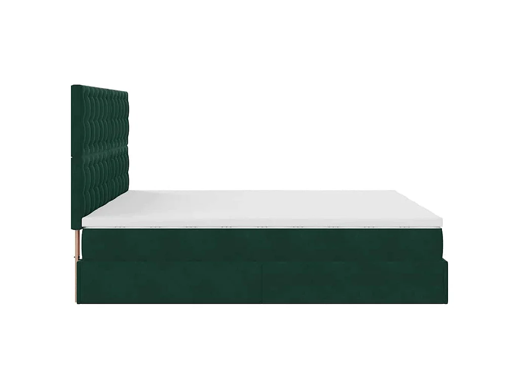 Cadre de lit ottoman avec matelas vert foncé 180x200cm velours