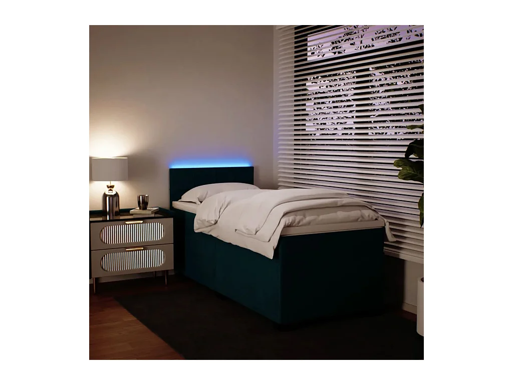 Giroletto a Molle con Materasso Blu 90x200 cm in Velluto