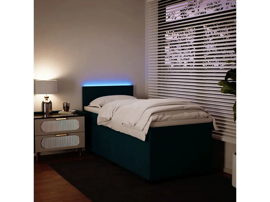 Giroletto a Molle con Materasso Blu 90x200 cm in Velluto