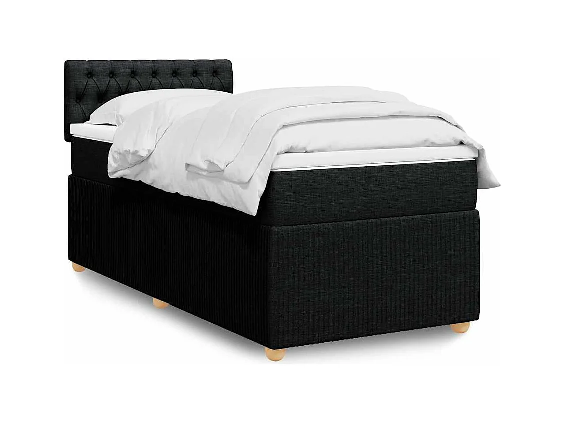 Cama com molas/colchão 100x200 cm tecido preto