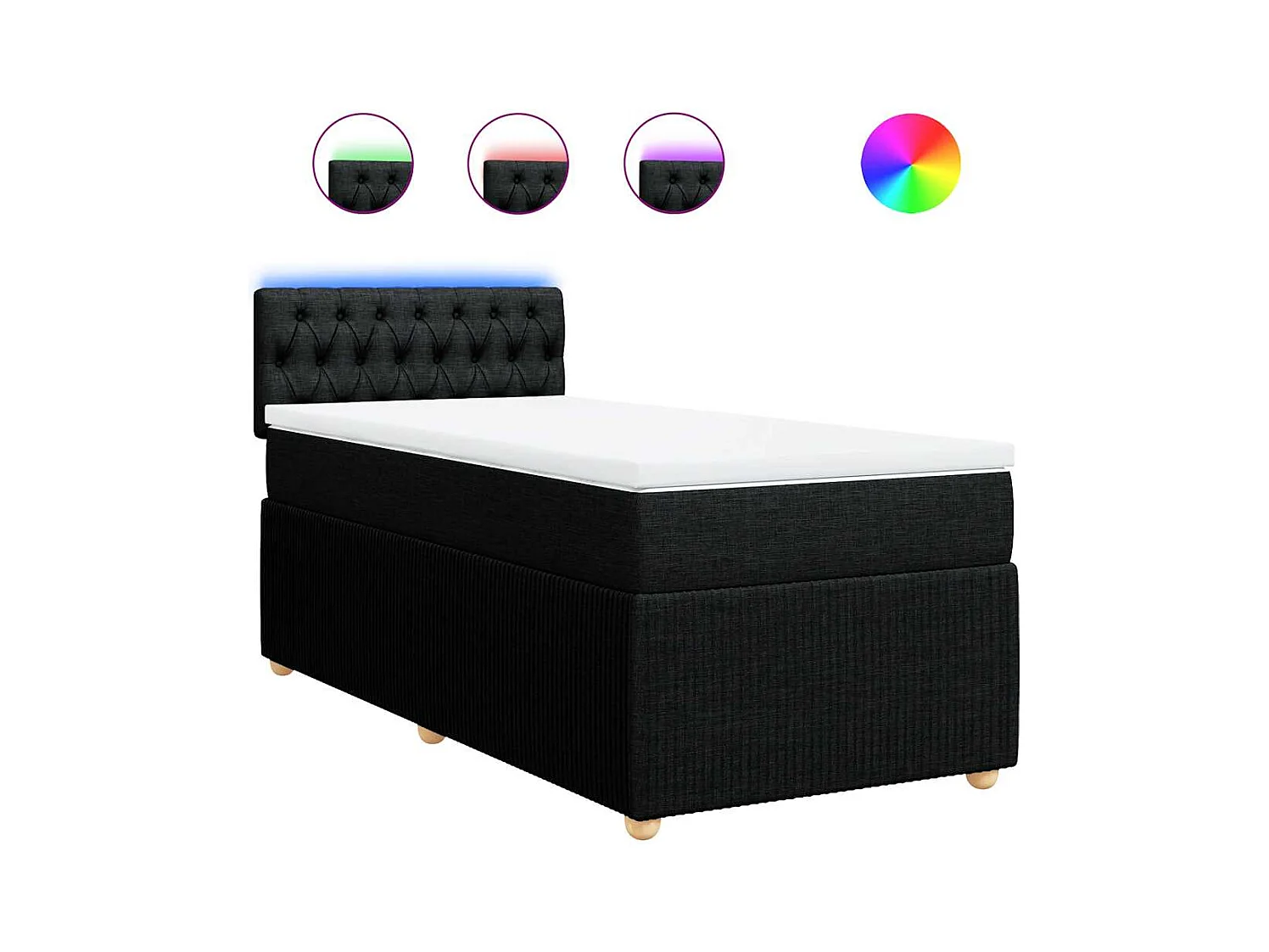 Sommier à lattes de lit avec matelas Noir 100x200 cm Tissu