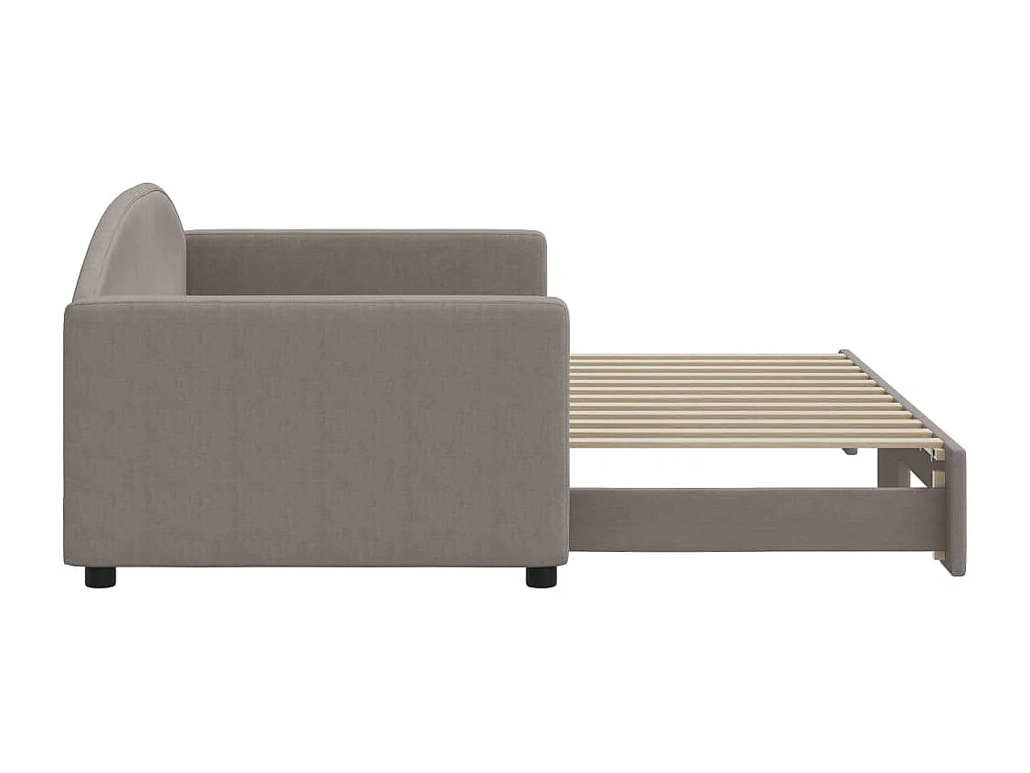 Lit de jour avec gigogne sans matelas taupe 90x200 cm