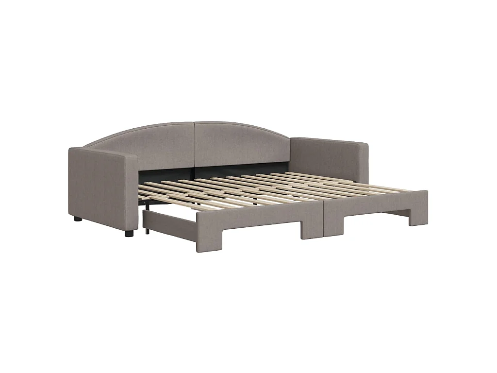 Tagesbett Ausziehbar Taupe 90x200 cm Stoff