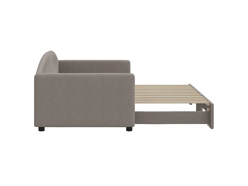 Slaapbank met onderschuifbed 90x200 cm stof taupe