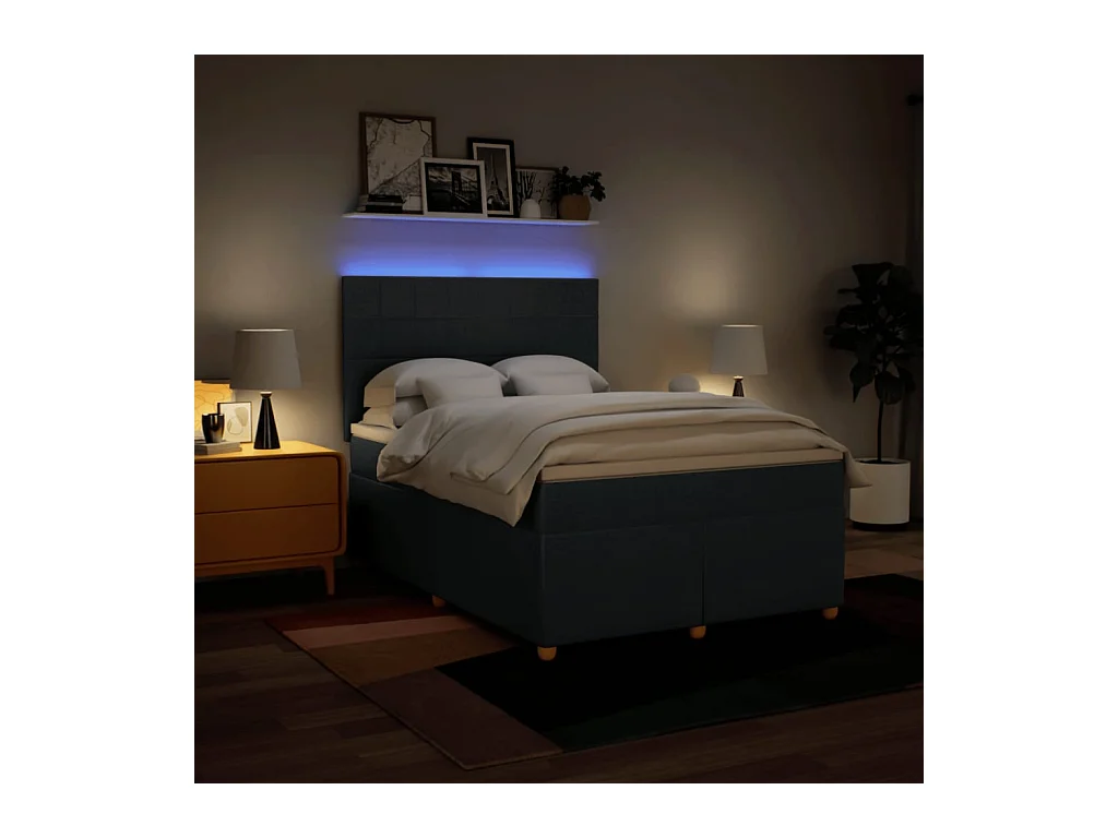 Boxspring met matras stof blauw 160x200 cm