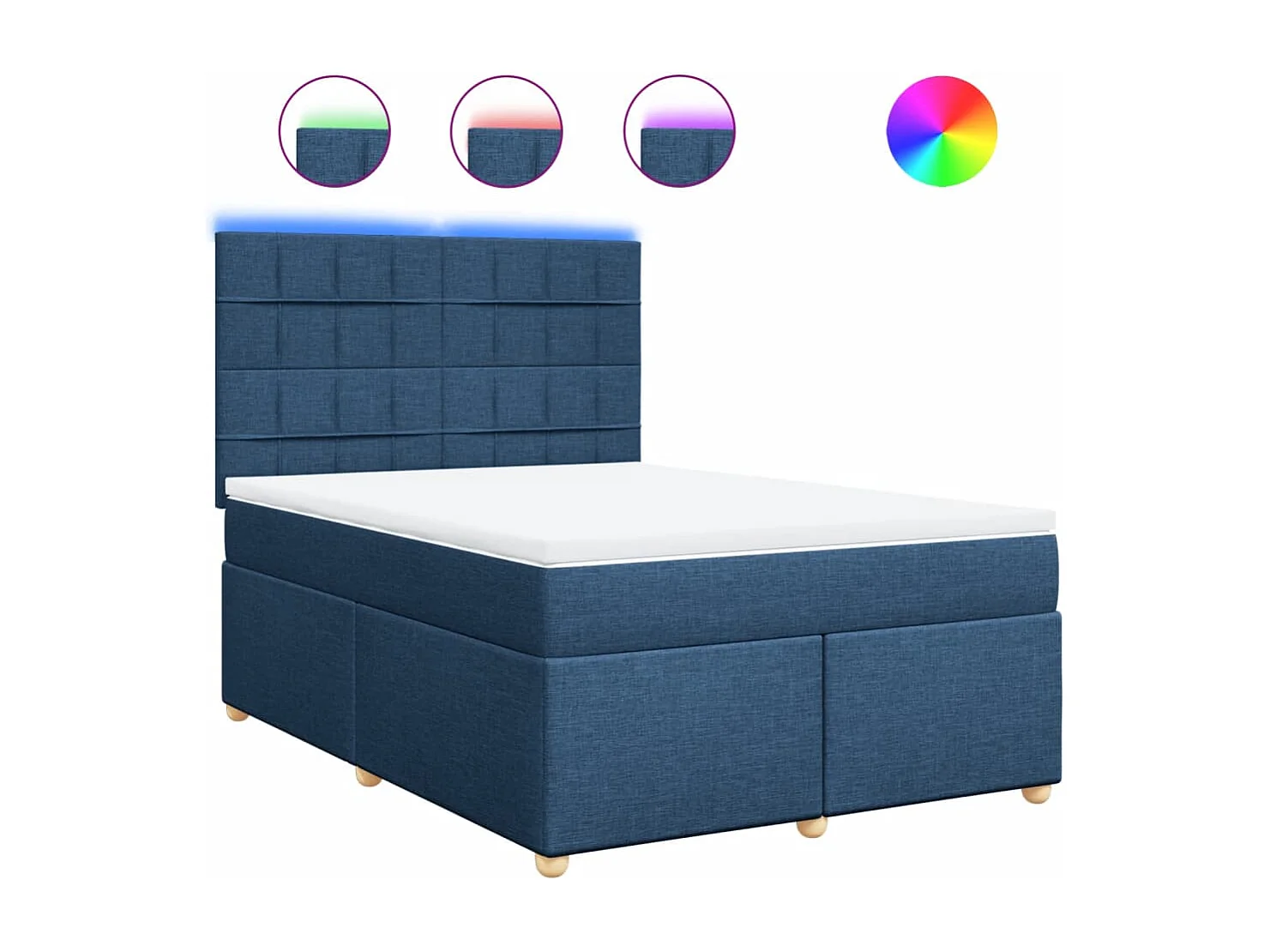 Boxspringbett mit Matratze Blau 160x200 cm Stoff