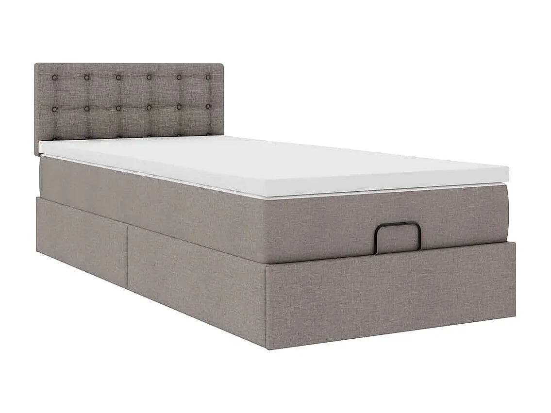 Lit ottoman avec matelas taupe 100x200 cm tissu