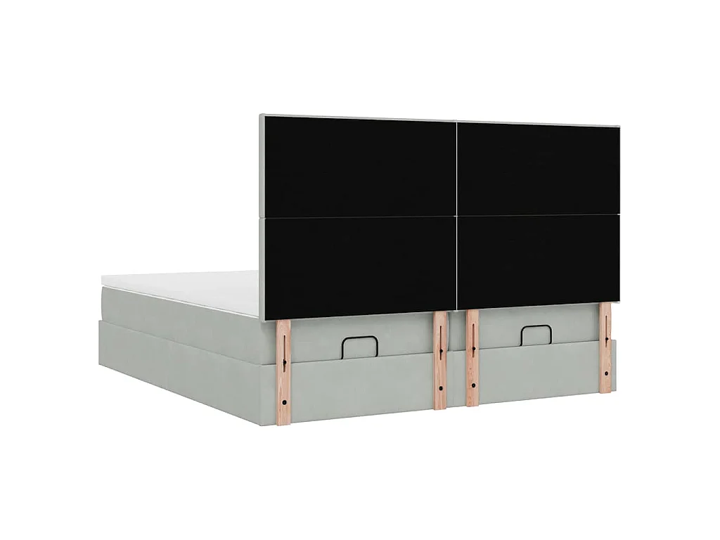 Ottoman-Bett mit Matratzen Hellgrau 160x200 cm Samt