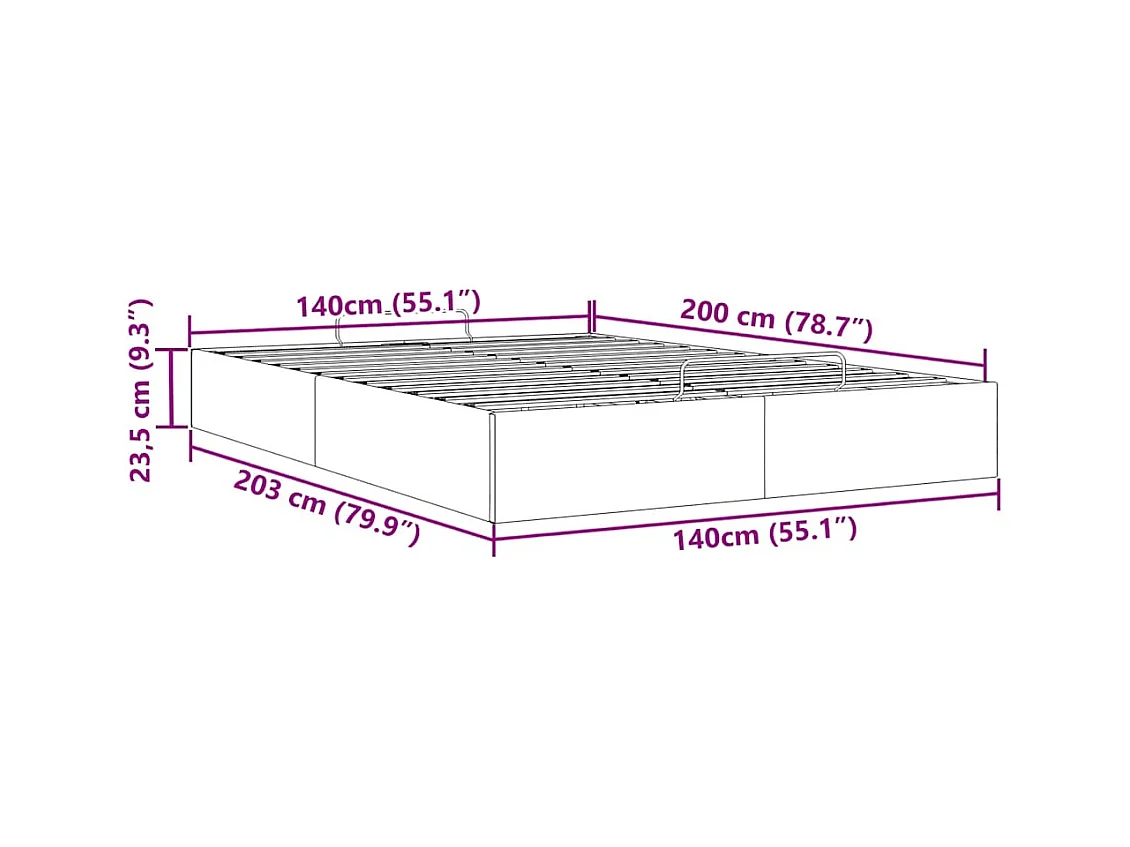 Bedframe zonder matras 140x200 cm stof lichtgrijs