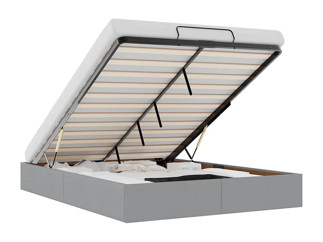 Cadre de lit ottoman sans matelas gris clair 140x200 cm tissu
