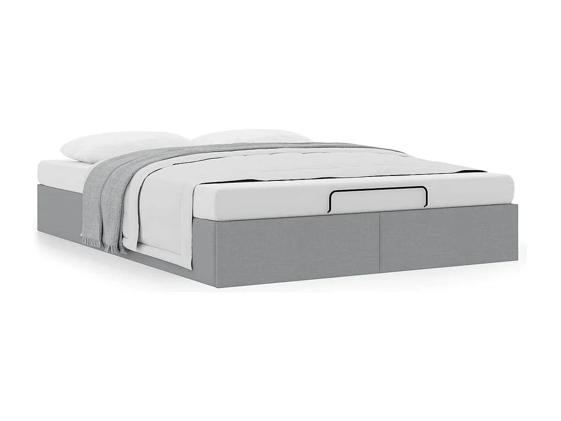 Cadre de lit ottoman sans matelas gris clair 140x200 cm tissu