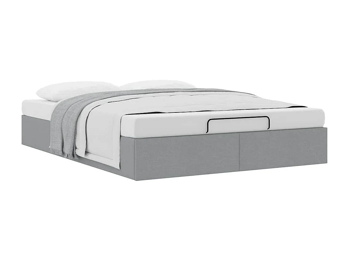 Cadre de lit ottoman sans matelas gris clair 140x200 cm tissu