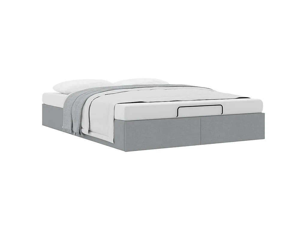 Estrutura de cama otomana sem colchão 140x200 cm cinzento-claro