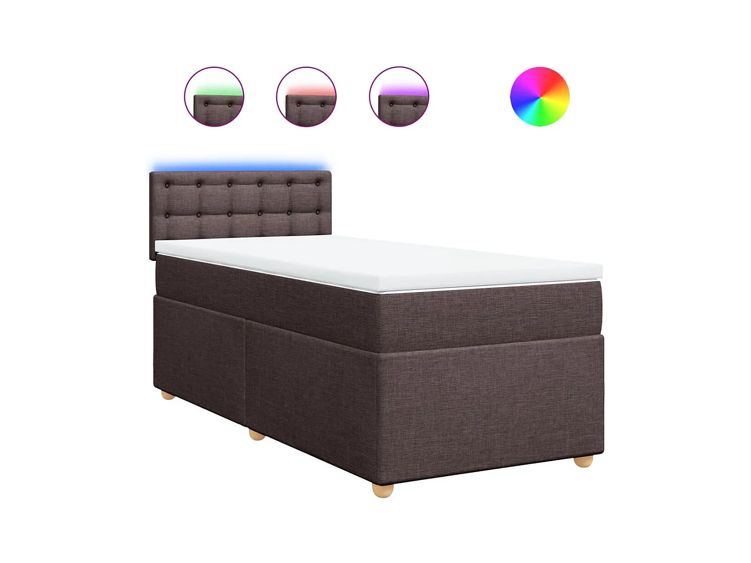 Boxspring met matras stof donkerbruin 90x200 cm