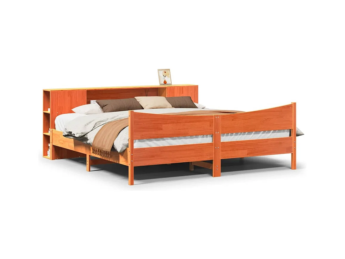 Cadre de lit sans matelas cire marron 180x200cm bois pin massif