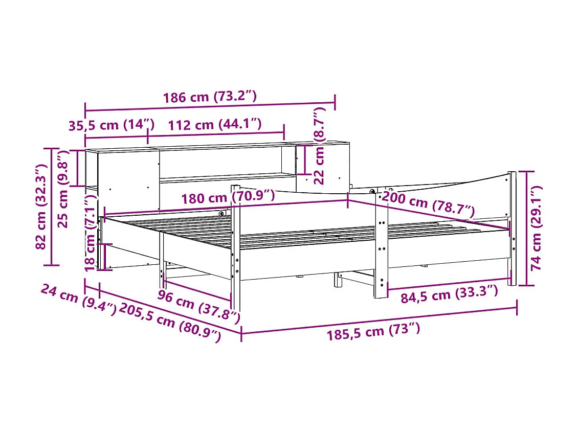 Massivholzbett ohne Matratze Wachsbraun 180x200 Kiefernholz