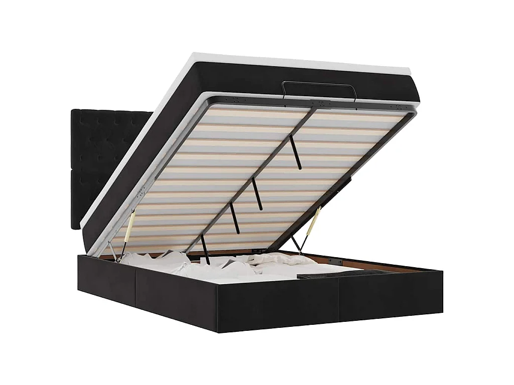 Ottoman bed met matrassen 140x200cm fluweel zwart