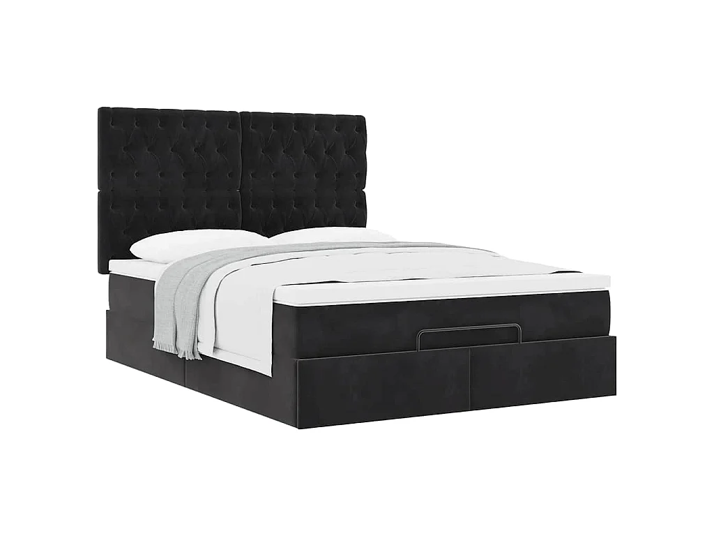 Ottoman bed met matrassen 140x200cm fluweel zwart
