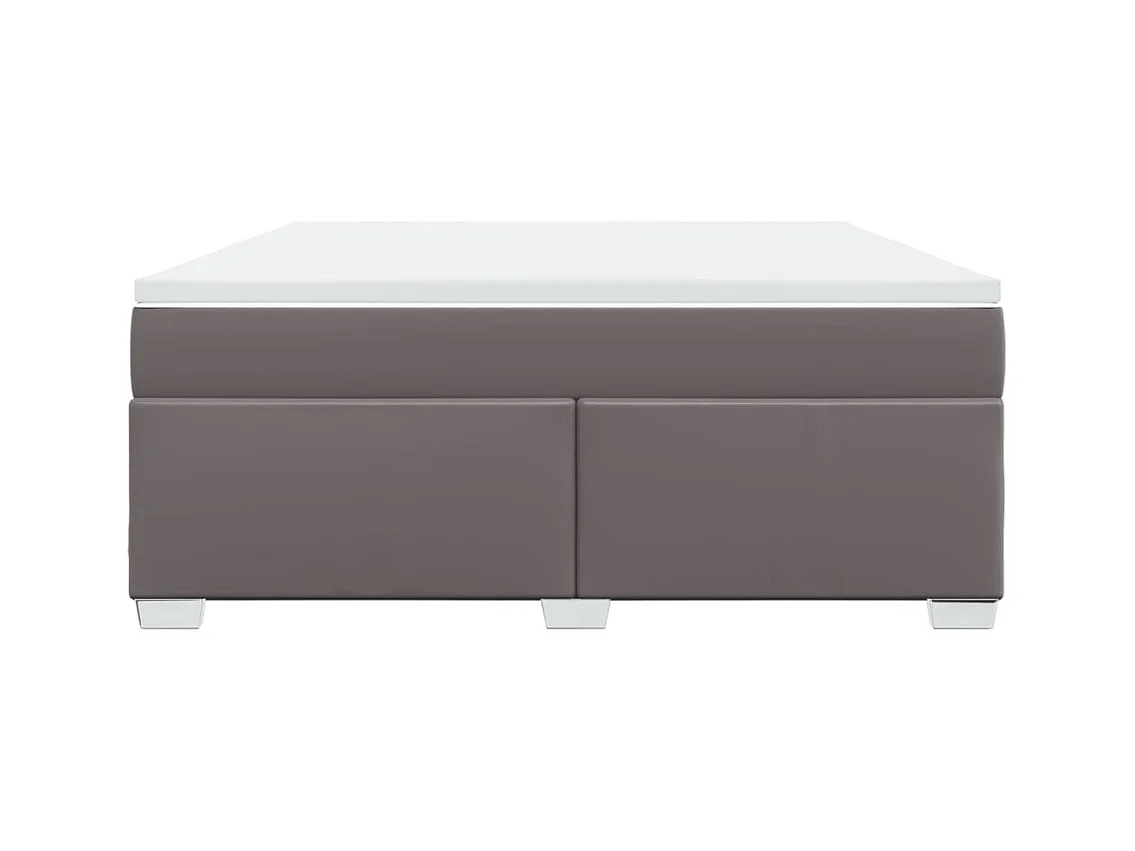 Cama box spring con colchón cuero sintético gris 180x200 cm