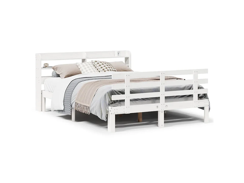 Cadre de lit avec tête de lit sans matelas blanc 140x190 cm