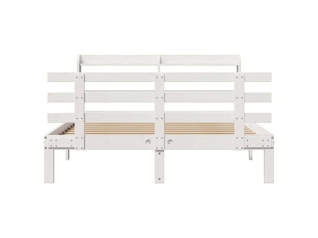 Cadre de lit avec tête de lit sans matelas blanc 140x190 cm
