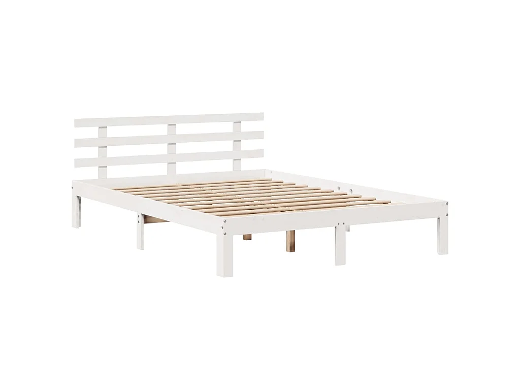 Cadre de lit avec tête de lit sans matelas blanc 140x190 cm