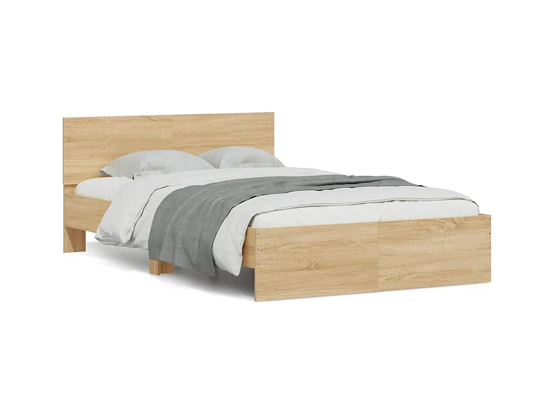 Cadre de lit avec tête de lit et LED chêne sonoma 140x190 cm