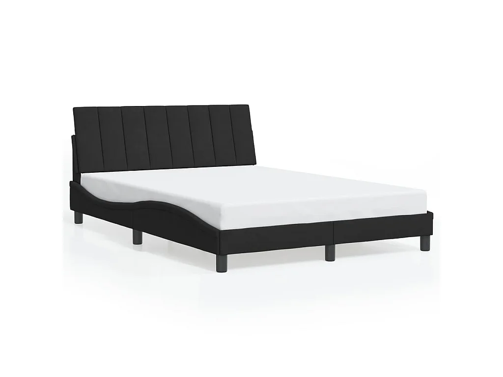 Bedframe met LED zonder matras "Hanko" fluweel zwart 140x190 cm