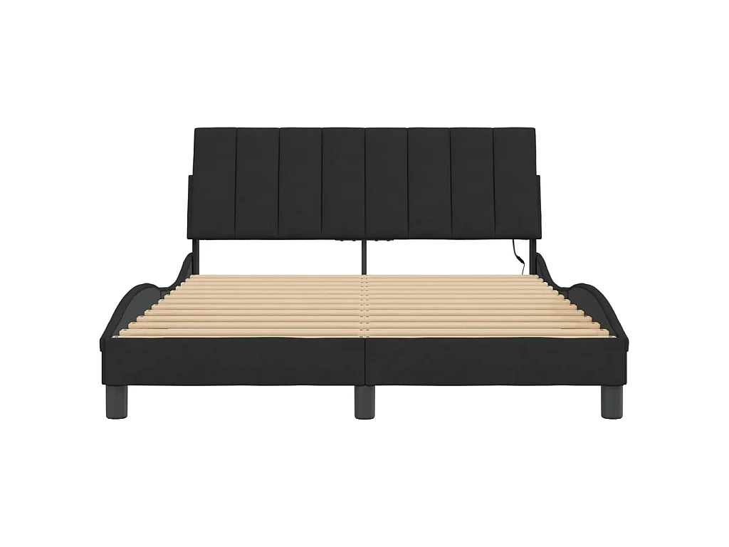 Bedframe met LED zonder matras "Hanko" fluweel zwart 140x190 cm