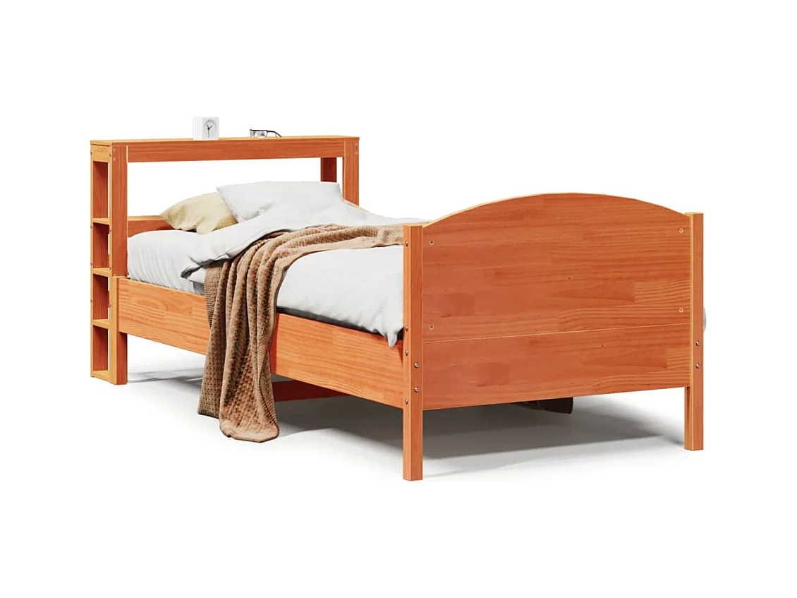Cadre de lit sans matelas cire marron 90x200 cm bois pin massif