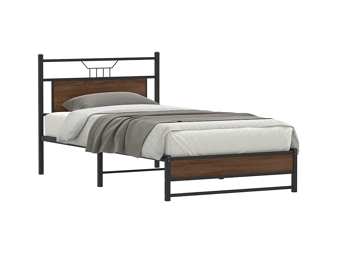 Bettgestell ohne Matratze Braun Eiche 100x190 cm Holzwerkstoff