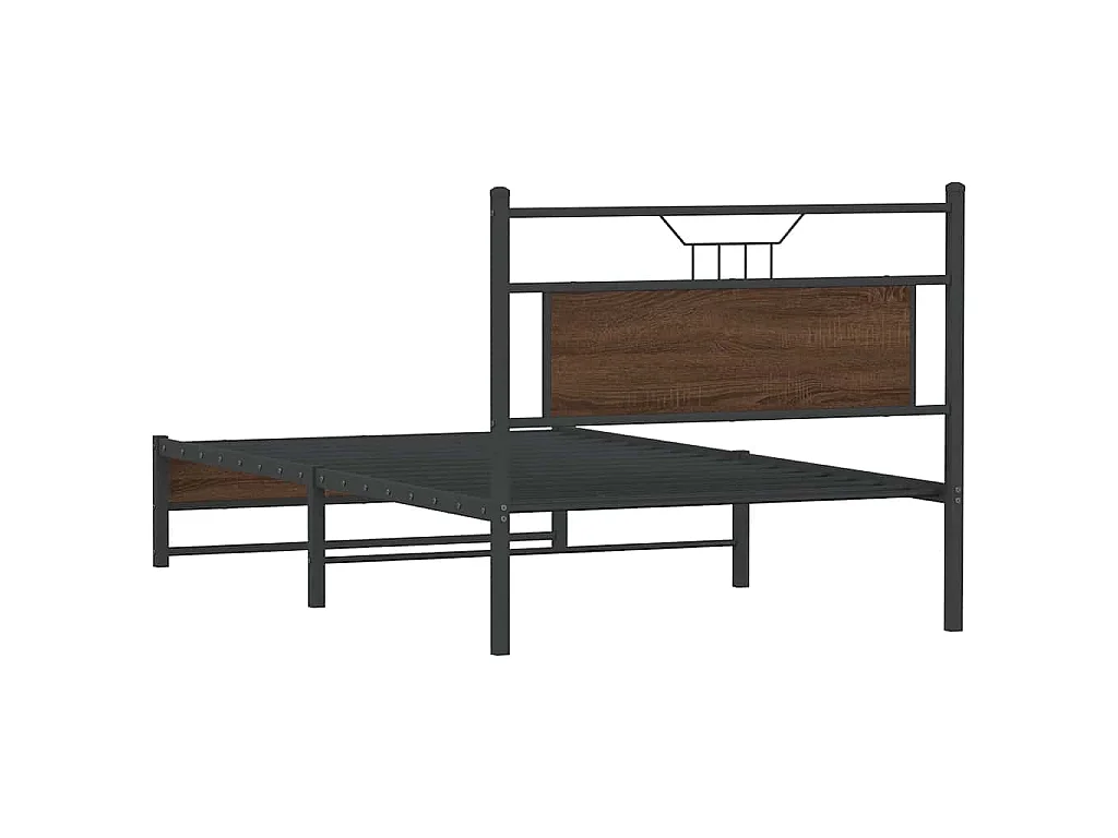 Bettgestell ohne Matratze Braun Eiche 100x190 cm Holzwerkstoff