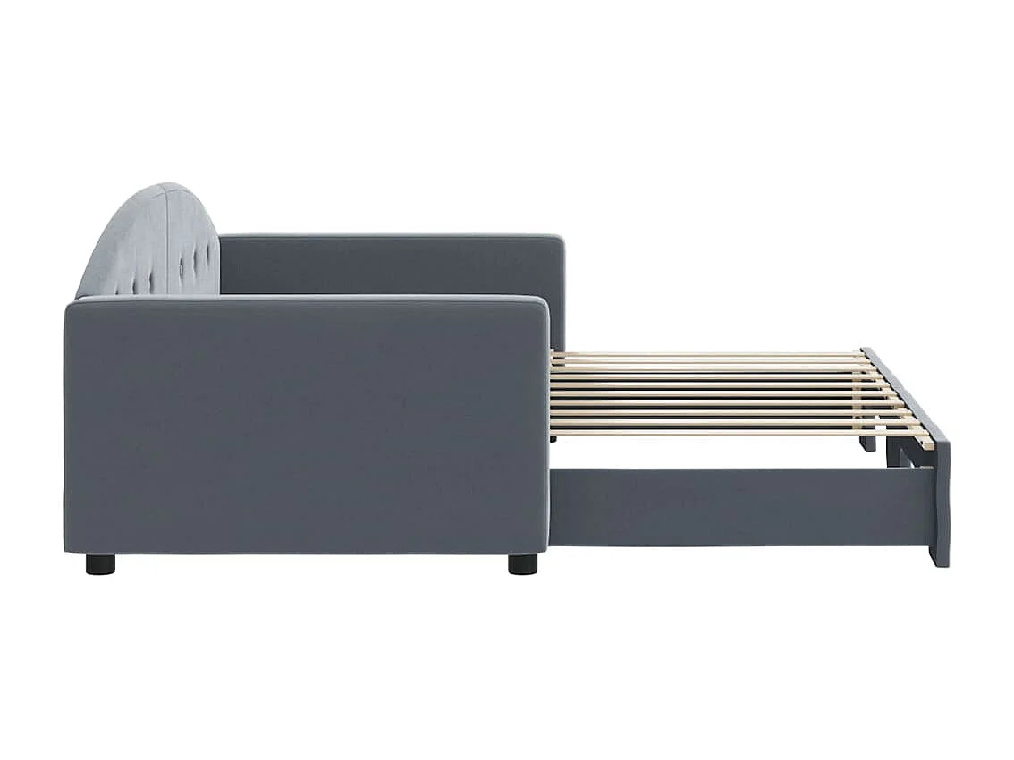 Lit de jour avec gigogne sans matelas gris foncé 90x190 cm