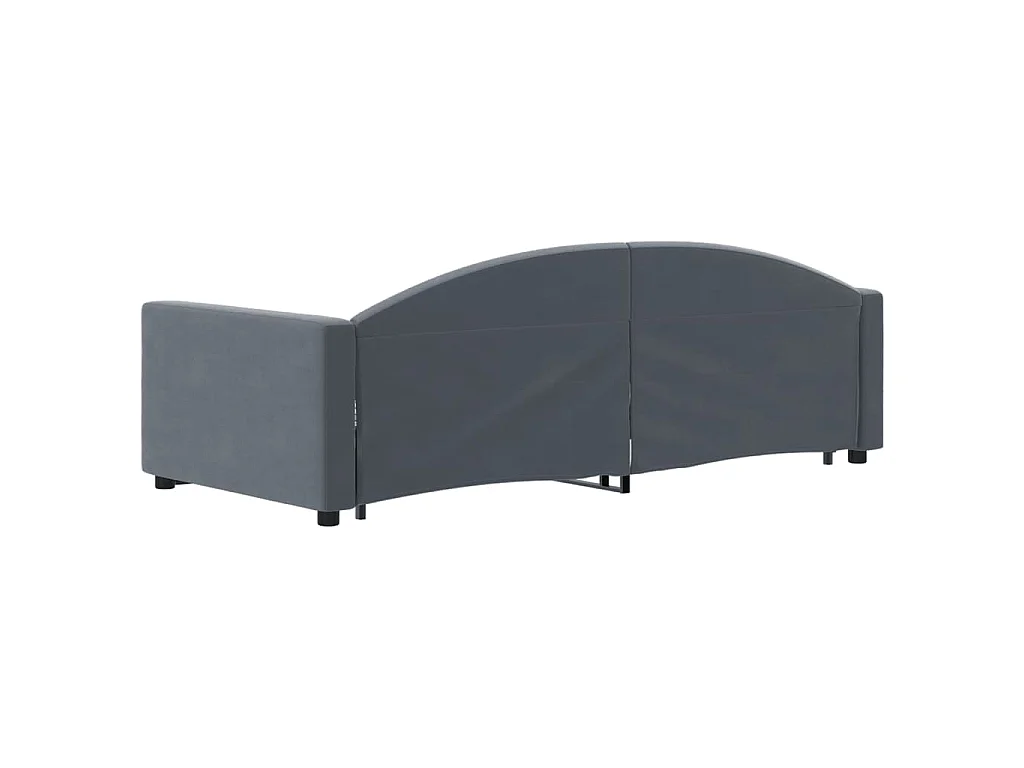Slaapbank met onderschuifbed 90x190 cm fluweel donkergrijs